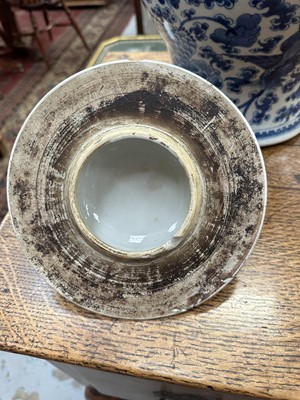 Lot 30 - 18th century Chinese blue and white baluster vase and cover, with phoenix ornament.