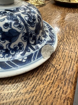 Lot 30 - 18th century Chinese blue and white baluster vase and cover, with phoenix ornament.