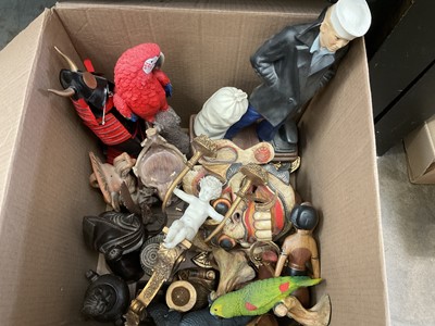 Lot 186 - Large quantity of decorative items to include a reproduction vintage style telephone, ornaments, metalwork and sundries