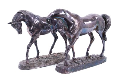 Lot 781 - Pair of contemporary filled silver models of horses