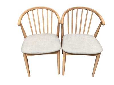 Lot 1214 - Set of six contemporary ash John Lewis Kinross elbow chairs, together with a Danish dining table (lacking leaves)