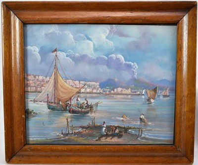 Lot 992 - Italian School, late 19th century, pair of gouaches - The Bay of Naples, 20cm x 25cm, in glazed frames