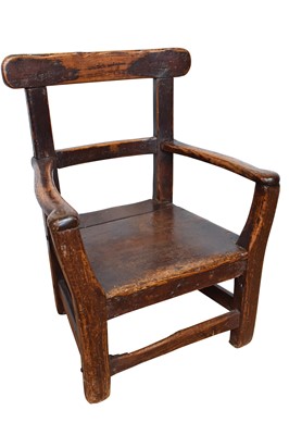 Lot 1216 - 19th century primitive oak and painted child’s chair
