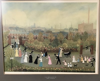 Lot 12 - Helen Bradley (1900-1979) print, the park on May Day, and two others