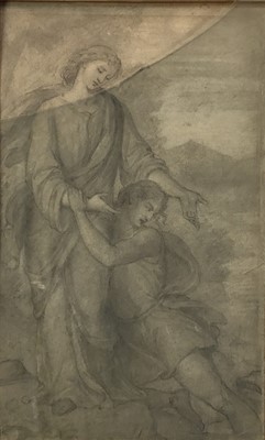 Lot 5 - Manner of Burne Jones - Pencil figural group, and another