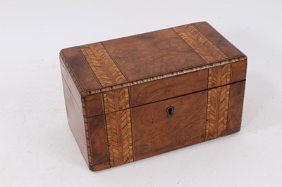 Lot 174 - 19th century walnut and parquetry inlaid tea caddy