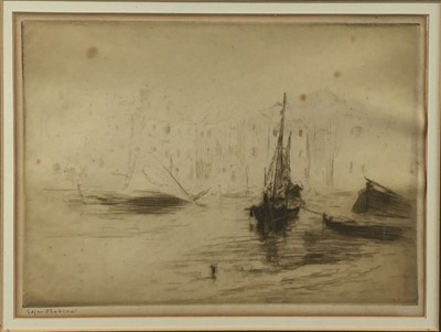 Lot 221 - Edgar Chahine (1874-1927) etching, marine scene, signed