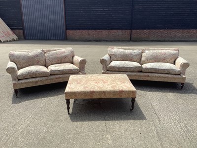 Lot 1294 - Good quality modern pair of sofas by George Smith and en-suite stool