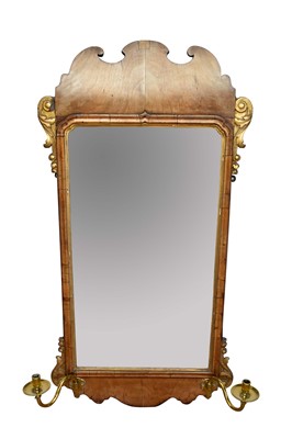 Lot 1372 - 18th century walnut girandole wall mirror