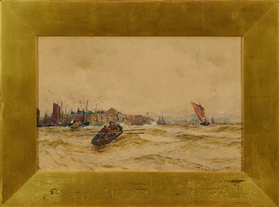 Lot 879 - Thomas Bush Hardy (1842-1897) watercolour - Shipping off Broadstairs, signed and inscribed, 28cm x 43cm, in gilt frame
