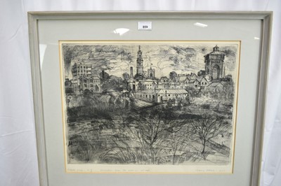 Lot 859 - Henry Collins (1910-1994) signed artist's proof etching - Colchester from the west, signed, inscribed and dated 1978 in pencil, 40cm x 51cm, in glazed frame