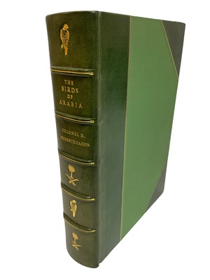Lot 708 - Meinertzhagen -  The Birds of Arabia. Published Henry Sotheran Ltd, 1980. Folio, half green morocco, De luxe limited edition, no. 12 of 305 (295 numbered)