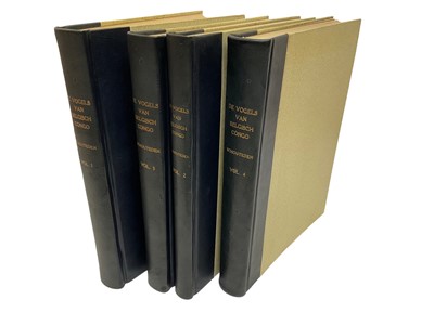Lot 718 - Henri Schouteden - De Vogels van Belgisch Congo en van Ruanda-Urundi (Les Oiseaux du Congo Belge et du Ruanda-Urundi), 7 parts in 4 volumes (Annales du Musee du Congo Belge, Tervuren, 1948-60, exte...