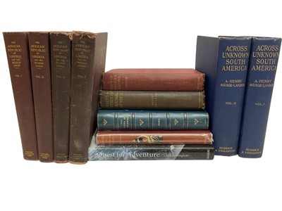 Lot 721 - A Henry Savage-Landor - Across Unknown South America, first edition two volumes, published by Hodder & Stoughton, 1913, together with other travel and exploration related including Olive Macleod -...