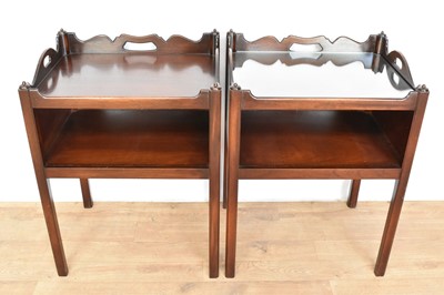 Lot 1096 - Pair of George III style mahogany bedside tables