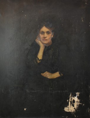 Lot 941 - Late 19th/early 20th century, oil on canvas - portrait of a young lady, monogrammed, 112cm x 86cm, unframed