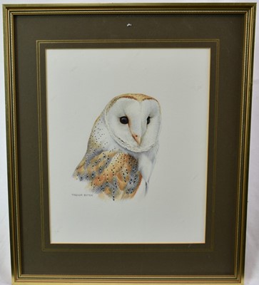 Lot 742 - *Trevor Boyer (b. 1948) pair of watercolours, Barn Owl, Eagle Owl, each signed, 26 x 21cm, glazed frames