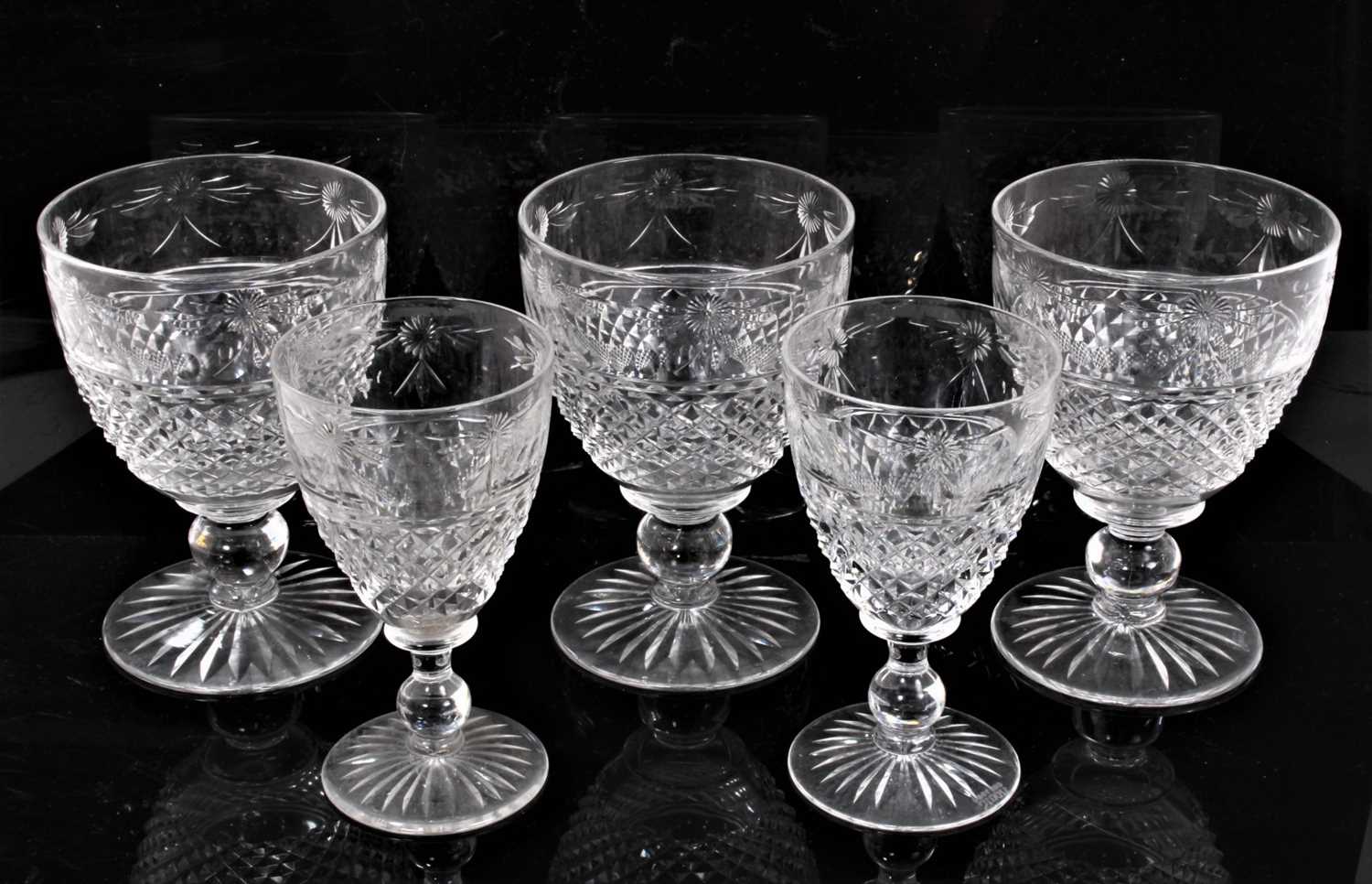 Lot 16 - Suite of Stuart Crystal cut crystal wine glasses, including 11 measuring 12.25cm high and 11 measuring 11.75cm high (22)