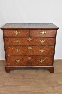Lot 1104 - Early 18th century figured walnut and crossbanded chest
