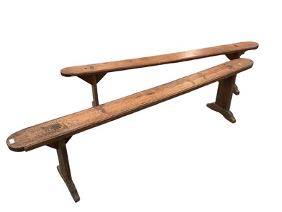 Lot 1131 - Pair of 19th century pine benches, approximately 200cm long