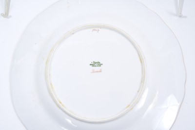 Lot 18 - Set of twelve early 20th century Spode plates decorated with fish, titled verso, on a green and gilt fish-scale ground, stamped marks, 23cm diameter