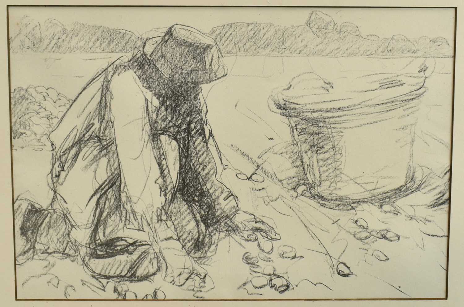 Lot 815 - Harry Becker (1865-1928) black and white lithograph - Potato Harvest, Holland, 36.5cm x 54.5cm, in glazed frame