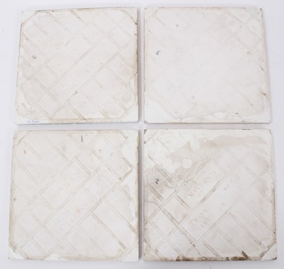 Lot 35 - Four Minton tiles designed by John Moyr Smith (1839-1912), decorated with classical musicians, 20.5cm square