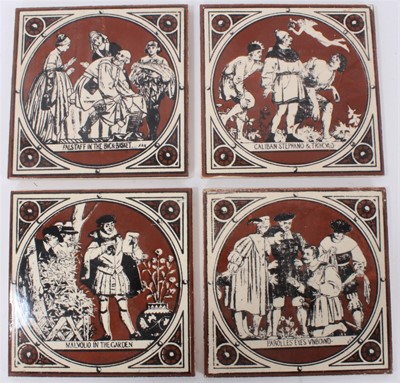 Lot 36 - Set of four Victorian tiles printed with scenes from Shakespeare, 15.25cm square