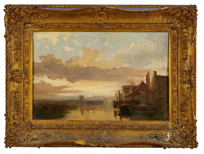 Lot 899 - Thomas Lound (1802-1861) oil on panel, the river Yare near Norwich, in original gilt frame, 42 x 67cm