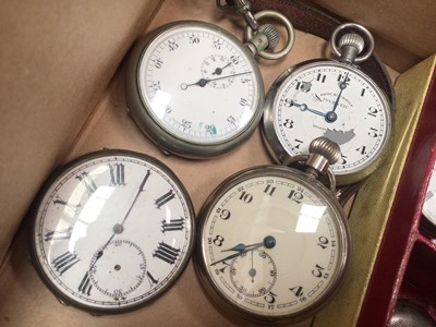 Lot 56 - Collection of vintage watches including two 1920s 9ct gold cased wristwatches, gold cased fob watch, Victorian silver pocket watches, other watches and a military Dennison compass
