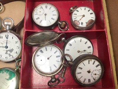 Lot 56 - Collection of vintage watches including two 1920s 9ct gold cased wristwatches, gold cased fob watch, Victorian silver pocket watches, other watches and a military Dennison compass