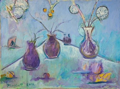 Lot 957 - Joseph Plaskett (1918-2014) oil on canvas - Still Life with Apples, signed and dated 2012, unframed