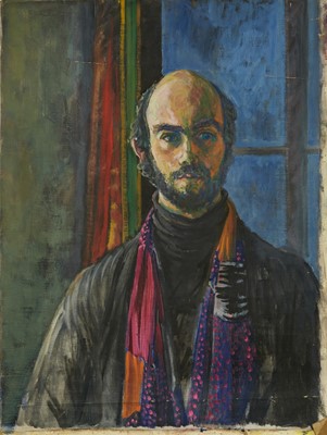 Lot 973 - Joseph Plaskett (1918-2014) oil on unstretched canvas - Portrait of a bearded Gentleman, unsigned, unframed