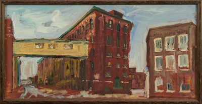 Lot 967 - Joseph Plaskett (1918-2014) oil on board - Canadian Maltings, unsigned