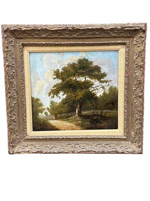 Lot 856 - English School, 19th century, oil on panel - Rural Landscape, 24cm x 26cm, in gilt frame