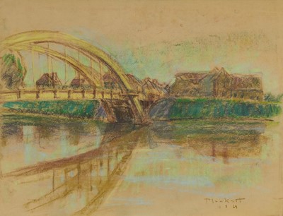 Lot 963 - Joseph Plaskett (1918-2014) pastel - The Bridge, Decize, Noon, Northside, signed and dated July '69, 50cm x 65cm, unframed