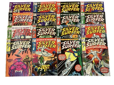 Lot 21 - Marvel Comics Silver Surfer (1968 to 1970). Incomplete run from issue 2 - 18, missing issue 4. Includes issue 2 the first apperance of Brotherhood of Badoon. And issue 3...