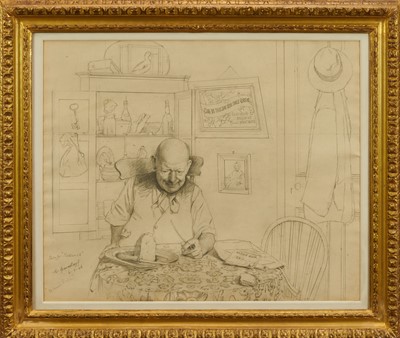 Lot 942 - *Charles Spencelayh (1865-1968) pencil drawing, Study for "Rationed", signed, inscribed and dated 6-8-46, 50cm x 60cm, in glazed gilt frame