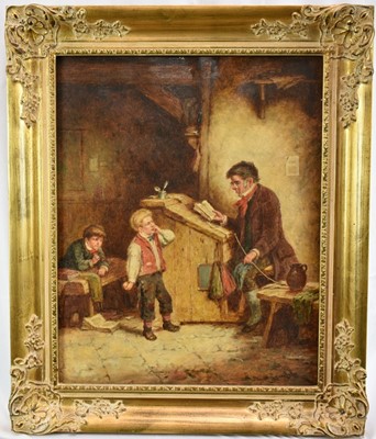 Lot 937 - Mark W. Langlois (1848-1924) oil on canvas - The Schoolmaster and Pupils, signed, 50cm x 40cm, in gilt frame