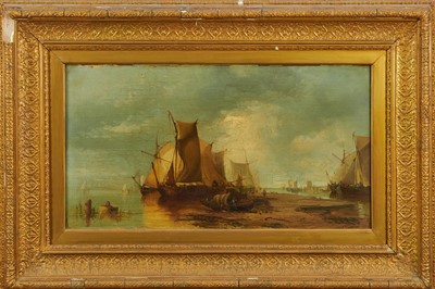 Lot 935 - James Webb (1825-1895) oil on canvas - View of the Island of Marken, Holland, inscribed verso, 30cm x 55cm, in gilt frame 
Provenance: The Dujarden Family, note verso