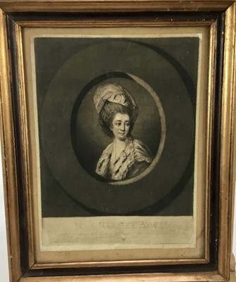 Lot 977 - 18th century black and white mezzotint, scratch letter proof - "Miss Harriet Powell" from a painting of Mr Peters in the collection of John Taylor by J. R. Smith, published 1776, 27cm x 20.5cm, in...