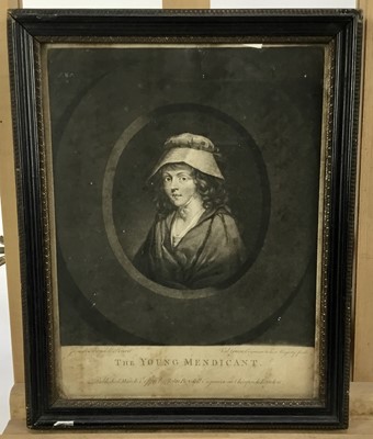 Lot 978 - 18th century black and white mezzotint by Valentine Green after Josiah Boydell - The Young Mendicant, published 1776, 26cm x 20cm, in glazed hogarth frame