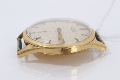 Lot 445 - 1950s Longines 18ct gold wristwatch with 232 calibre manual wind movement, the circular dial with applied baton hour markers and dots for the minutes, subsidiary seconds, in circular 18ct gold case...