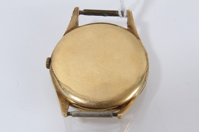 Lot 445 - 1950s Longines 18ct gold wristwatch with 232 calibre manual wind movement, the circular dial with applied baton hour markers and dots for the minutes, subsidiary seconds, in circular 18ct gold case...