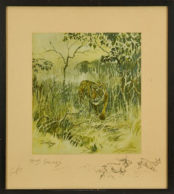 Lot 843 - Snaffles, Charles Johnson Payne (1884-1967) signed hand coloured print - Mister Stripes, signed in pencil, with snaffle blindstamp, 53cm x 47cm, in glazed frame 
Provenance: Malcolm Innes Gallery