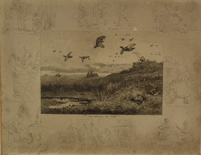 Lot 830 - Frank Paton (1855-1909) group of seven signed etchings including pheasant shooting, mischievous terriers and other dogs, in glazed frames