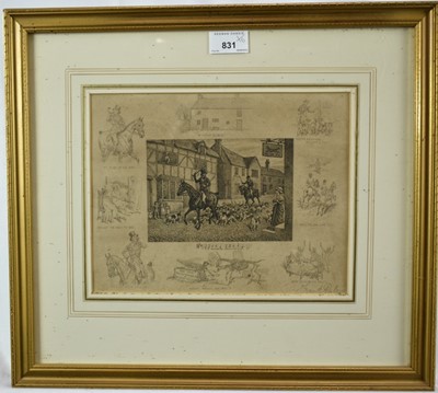 Lot 831 - Frank Paton (1855-1909) group of six signed etchings- hunting scenes, in glazed frames