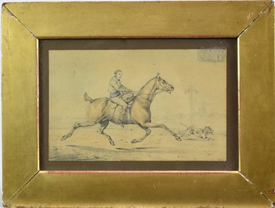 Lot 833 - Attributed to Henry Alken (1785-1851) pencil and wash - The Horse Dealer, 15cm x 24cm, in glazed gilt frame
