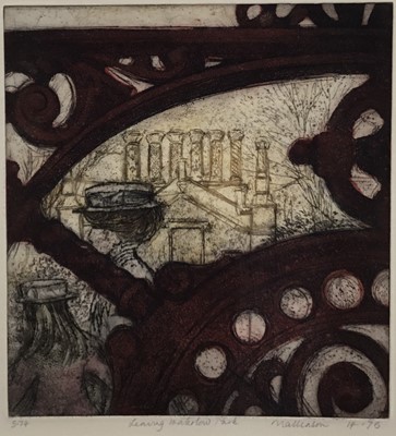 Lot 199 - Pat Mallinson (b.1930) etching/aquatint - Leaving Waterlow Park, pencil signed, titled, numbered and dated '75, in glazed frame