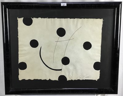 Lot 47 - Contemporary mixed media on handmade paper, Untitled, indistinctly signed, 46cm x 60cm, in glazed frame